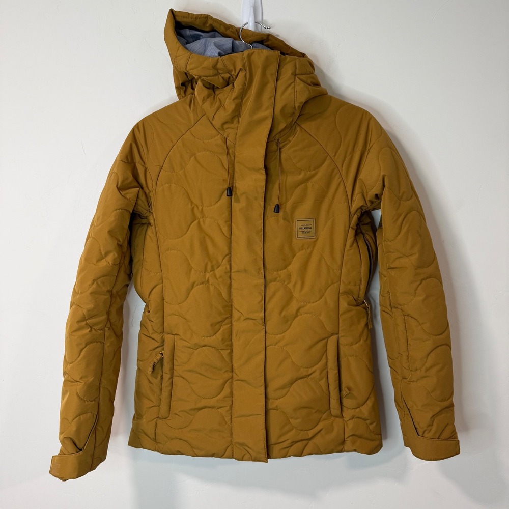 Billabong Womens Bliss Snowboard Jacket XS Yellow Good Quilted Waterproof Hooded